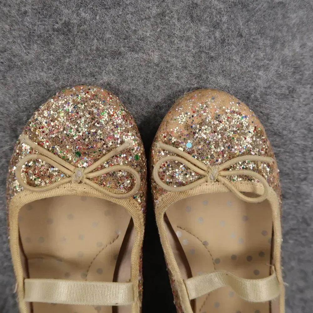 Cat & Jack Shoes Kids 11 Ballet Flats Elastic Strap Glitter Bow Slip On Girls